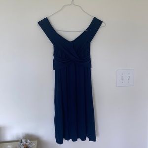 Caren Forbes Navy Blue Off the Shoulder Dress